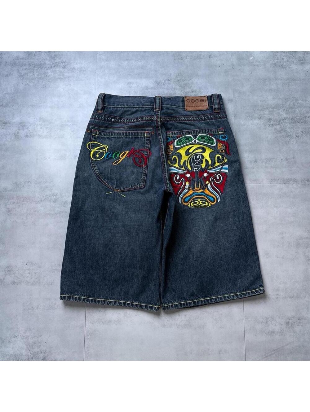 Y2K Coogi 00s Shorts Baggy Denim Embroidered Shorts
